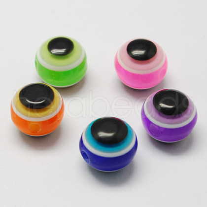 Round Evil Eye Resin Beads X-RESI-R159-10mm-M-1