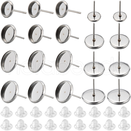 SUNNYCLUE 160Pcs 4 Size 304 Stainless Steel Stud Earrings Findings STAS-SC0007-61-1