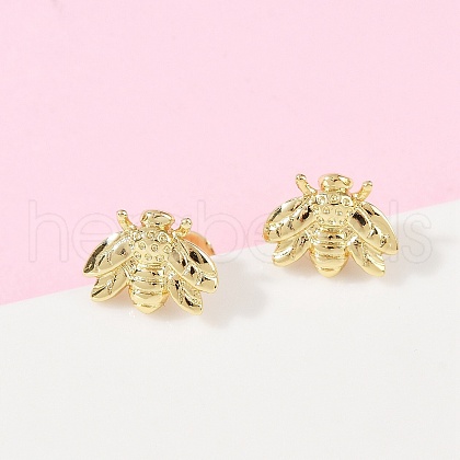 Brass Stud Earrings EJEW-R032-01G-1