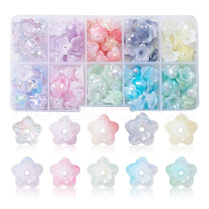 200Pcs 10 Colors Opaque Acrylic Bead Caps OACR-CJ0001-43-1