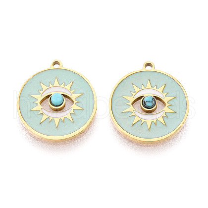 316 Surgical Stainless Steel Enamel Pendants STAS-M073-06G-1