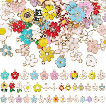 80Pcs 40 Style Alloy Enamel Pendants ENAM-SZ0003-03-1