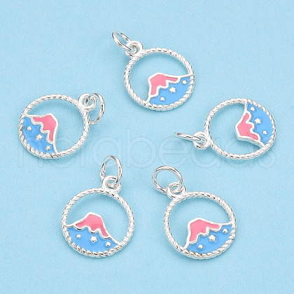 925 Sterling Silver Enamel Charms STER-T004-06S-02-1