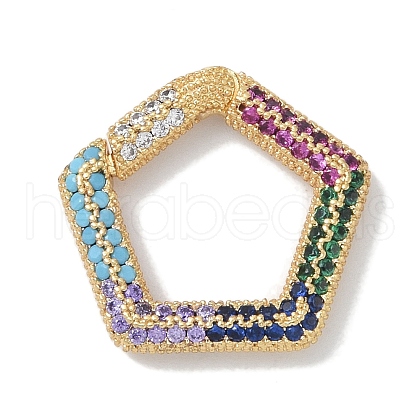 Rack Plating Brass Micro Pave Cubic Zirconia Twister Clasps KK-NH0002-12G-02-1