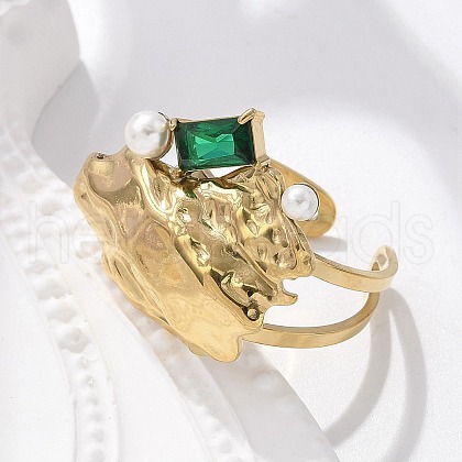 304 Stainless Steel Cuff Rings for Women RJEW-D302-03G-10-1