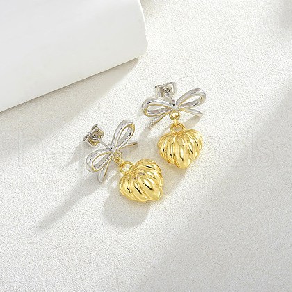 Brass Two Tone Dangle Stud Earrings EJEW-Z119-01GP-1