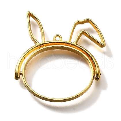 Rabbit Rotatable Alloy Swivel Open Back Bezel Pendants PALLOY-I223-19G-1