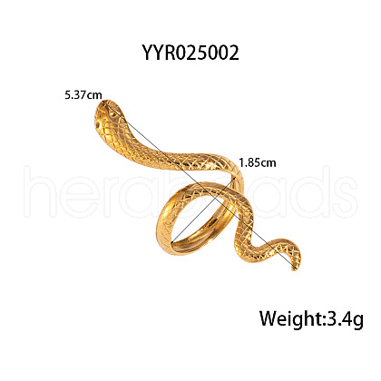 Stainless Steel Snake-Shaped Cuff Rings for Women FT0606-2-1