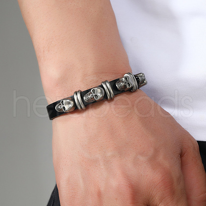 Alloy Skull Rivets Bracelet BJEW-C037-03A-1