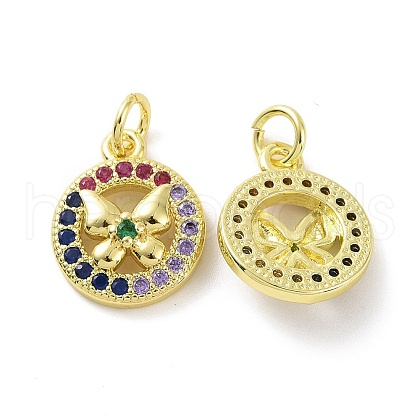 Brass Micro Pave Colorful Cubic Zirconia Charms KK-E068-VF098-1