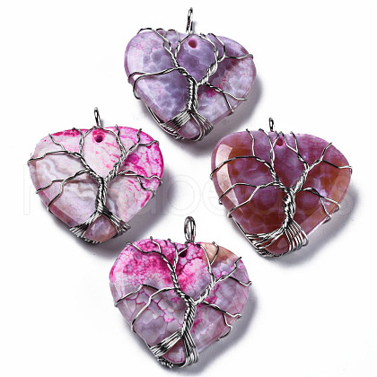 Natural Agate Pendants G-Q998-016-1