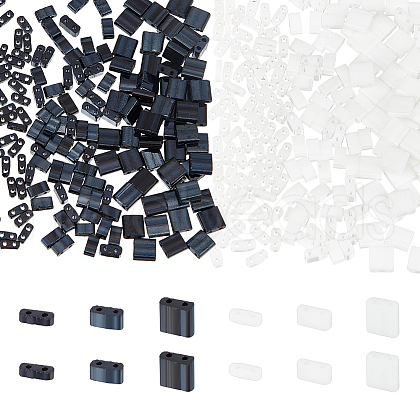  360Pcs 6 Styles 2-Hole Opaque Glass Seed Beads SEED-NB0002-13-1