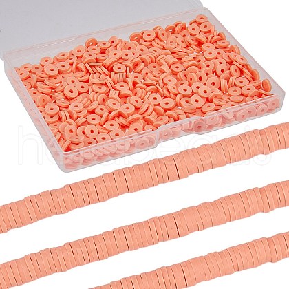 SUNNYCLUE 3 Strands Flat Round Handmade Polymer Clay Beads CLAY-SC0001-69B-1