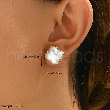 Elegant French Style Copper & Imitation Pearl Stud Earrings for Women XI4597-2-1