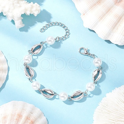 Ocean Series Alloy Conch Link Bracelets BJEW-JB11840-04-1