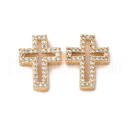 Brass Micro Pave Clear Cubic Zirconia Charms KK-Z112-33G-1