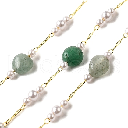 Handmade Natural Green Aventurine Nuggest Beaded Chains CHC-F020-03G-01-1