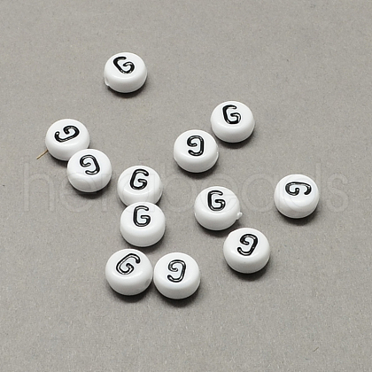 White and Black Acrylic Horizontal Hole Letter Beads X-SACR-Q101-01G-1