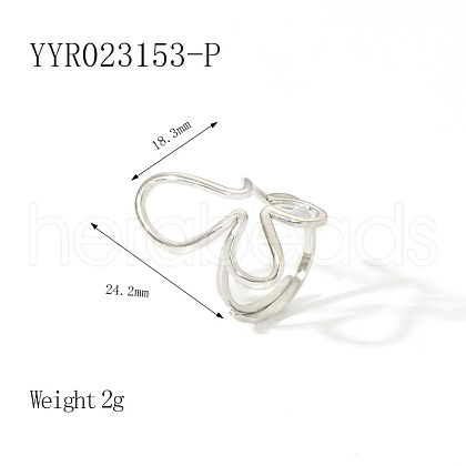 Vintage Stainless Steel Open Cuff Rings Simple Luxury Fashion Accessory DJ6365-4-1