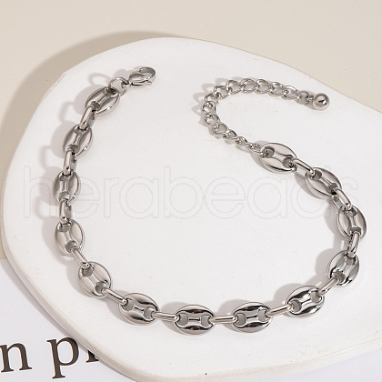 Fashionable Stainless Steel Coffee Bean Chain Anklets for Women CS8470-2-1