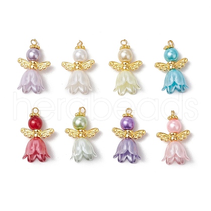 8Pcs 8 Colors Glass Pendants PALLOY-JF03575-03-1