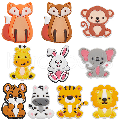 SUNNYCLUE 10Pcs 10 Styles Silicone Focal Beads SIL-SC0002-11-1
