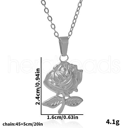 Stainless Steel Rose Flower Pendant Necklaces for Women WN8082-1-1