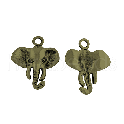 Tibetan Style Alloy Elephant Pendants TIBEP-1478-AB-FF-1