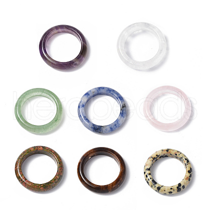 Natural Gemstone Plain Band Ring for Women RJEW-P044-01B-M-1