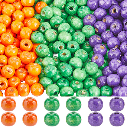 SUNNYCLUE 600Pcs 3 Colors Dyed Natural Wood Beads WOOD-SC0001-82A-1