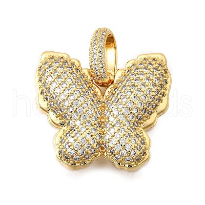 Brass Micro Pave Cubic Zirconia Pendants KK-C094-03G-1