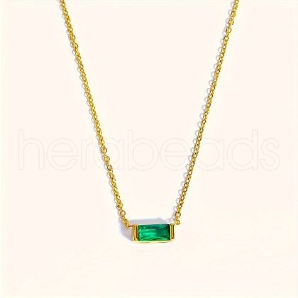Birthstone Style Brass Cubic Zirconia Baguette Pendant Necklaces for Women FS-WGDF12C-05-1