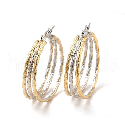 Two Tone 304 Stainless Steel Triple Circle Hoop Earrings for Women EJEW-I273-01GP-1