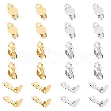 Unicraftale 60Pcs 2 Colors 304 Stainless Steel Clip-on Earring Findings FIND-UN0003-59-1
