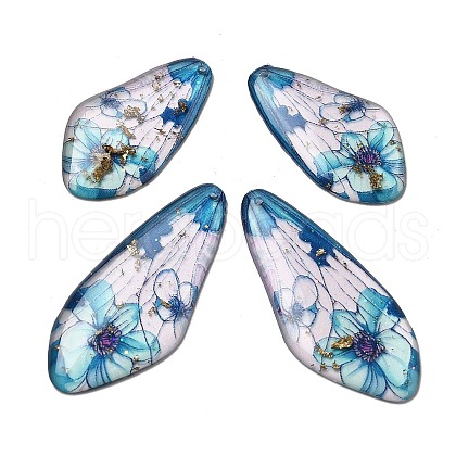 4Pcs Transparent Epoxy Resin Butterfly Wings Pendants RESI-C057-07A-1