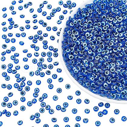 Round Evil Eye Resin Beads RESI-NB0001-26A-1