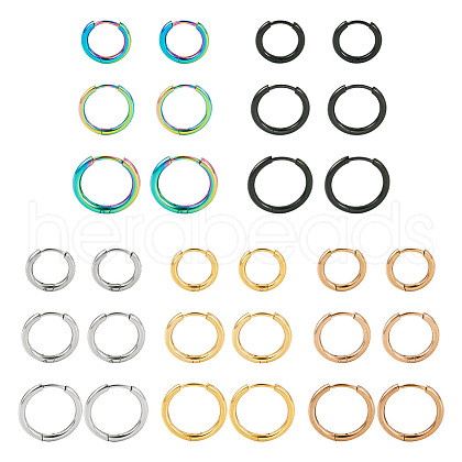  30Pcs 15 Style 316L Surgical Stainless Steel Huggie Hoop Earrings for Girl Women EJEW-TA0001-11-1