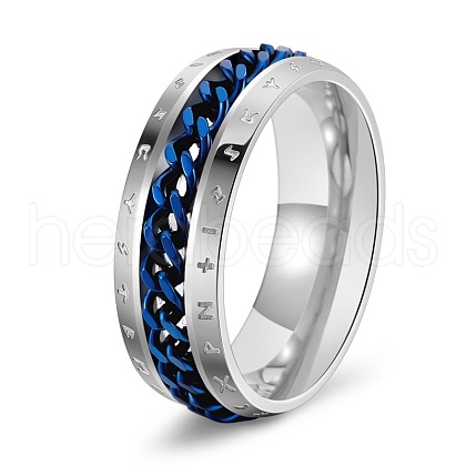 Viking Rune Stainless Steel Rotatable Finger Ring for Men PW-WG428D7-04-1