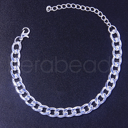 Stainless Steel Curb Chain Anklets for Unisex WGF8A78-02-1