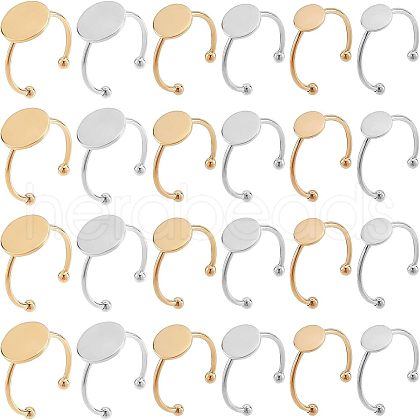 CHGCRAFT 24Pcs 6 Style Stainless Steel Open Cuff Finger Ring Finding FIND-CA0004-44-1