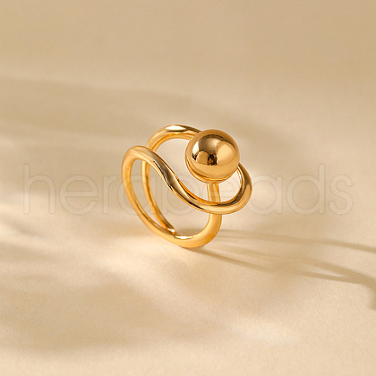 Round Beaded Brass Adjustable Finger Rings FS-WG25FED-01-1