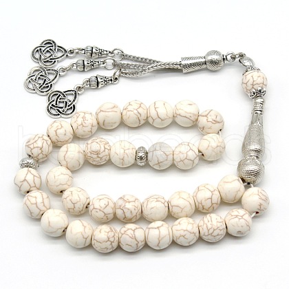 White Synthetic Turquoise Beaded Wrap Bracelet EY5612-1-1