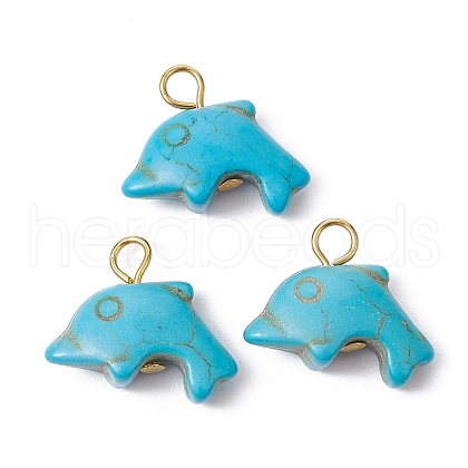 20Pcs Synthetic Turquoise Dyed Pendants PALLOY-JF02371-20B-1