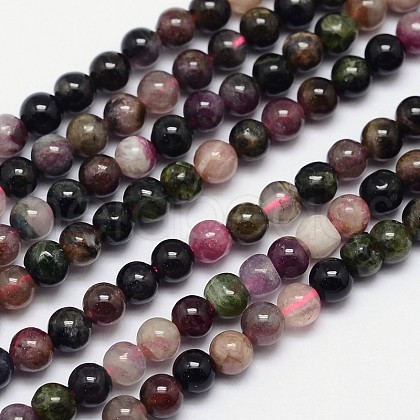 Natural Tourmaline Round Bead Strands X-G-I162-01-4mm-1