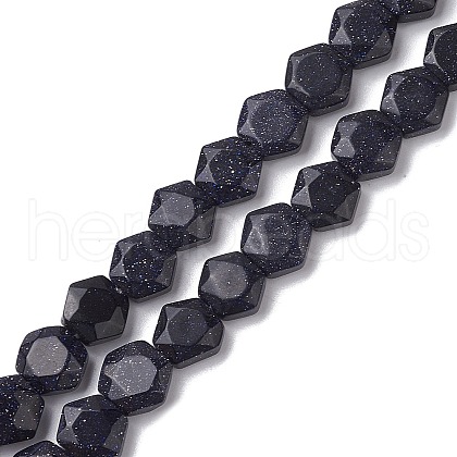 Synthetic Blue Goldstone Beads Strands G-K359-C08-01-1