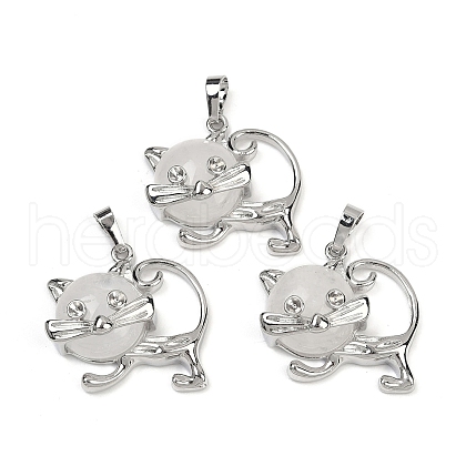 Natural Quartz Crystal Kitten Pendants G-J386-C17-17-1