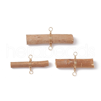 Wooden Sticks Connector Charms PALLOY-JF03394-02-1