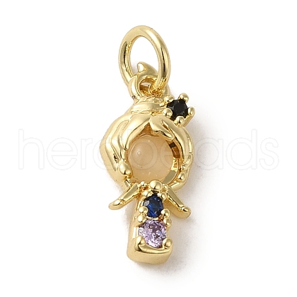 Brass Micro Pave Colorful Cubic Zirconia Glass Pendants X-KK-R162-026F-G-1