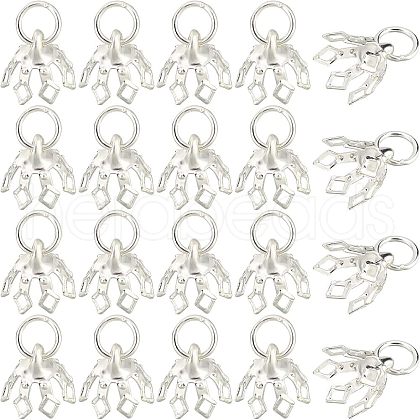 SUPERFINDINGS 80Pcs Flower Rack Plating Brass Filigree Bead Cap Pendant Bails KK-FH0003-48-1