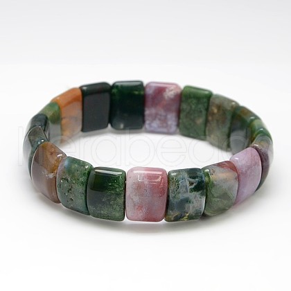 Classic Elastic Natural Gemstone Rectangle Beaded Stretch Bracelets BJEW-L333-13-1